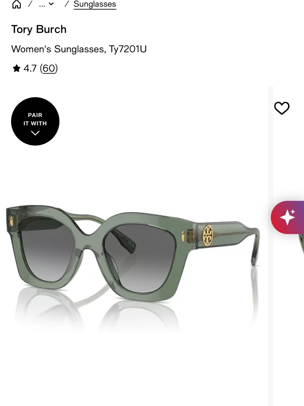 Tory Burch Olive Green Oversized Square Sunglasses with Gold Logo